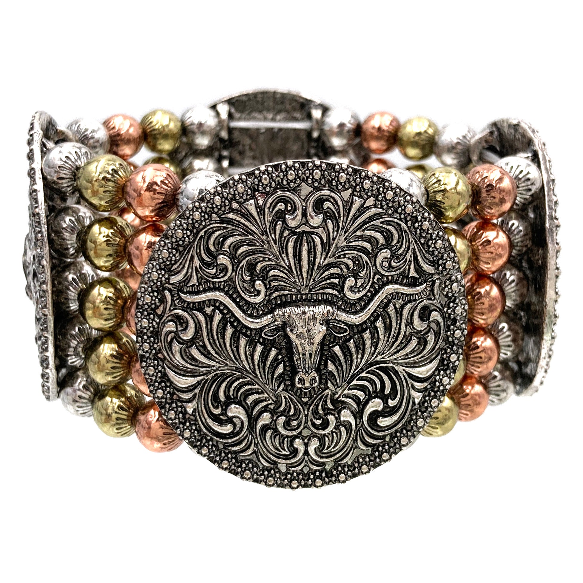 Longhorn Steer Western Native Chunky Stretch Bracelet