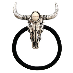 Western Longhorn Charm Hair Tie Rubber Band