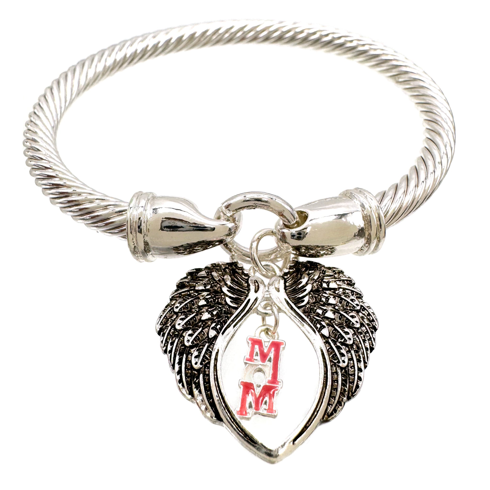 Angel Wings MOM Bangle Bracelet