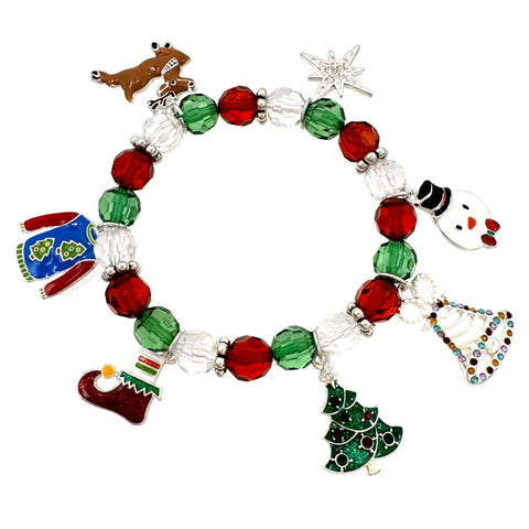 Christmas Charms Crystal Beads Bracelet