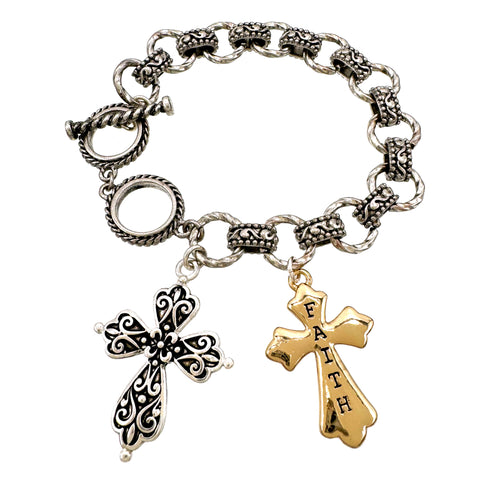 Faith Cross Chain Toggle Bracelet