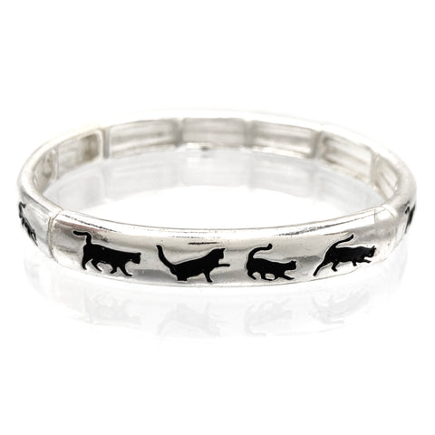 Playful Cat Silhouette Stretch Bracelet