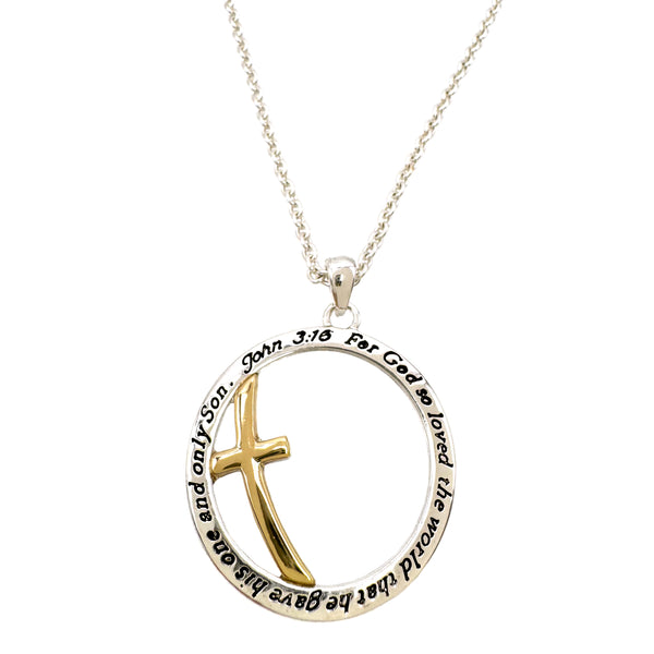 John 3:16 Cross Circle Pendant Necklace