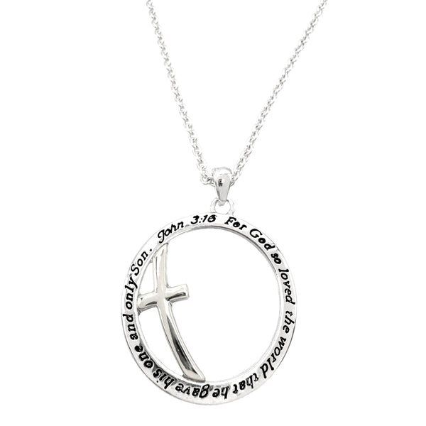 John 3:16 Cross Circle Pendant Necklace