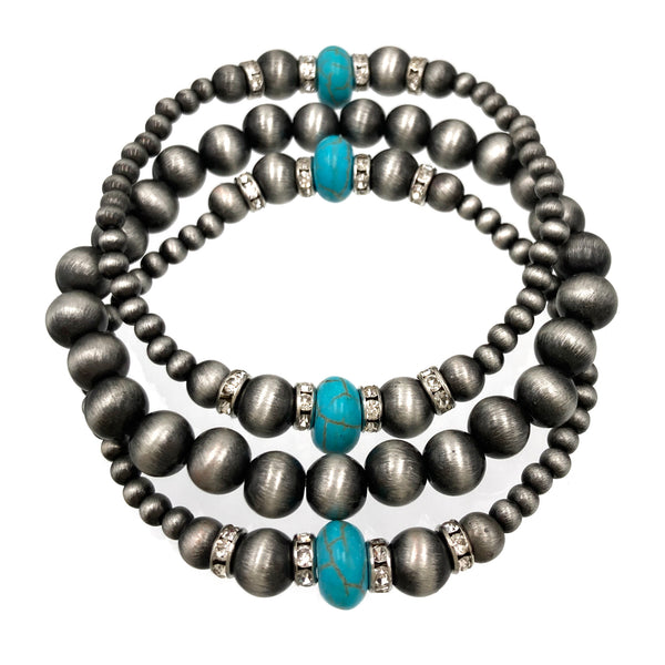 Three Layer Navajo Beads Stretch Bracelet