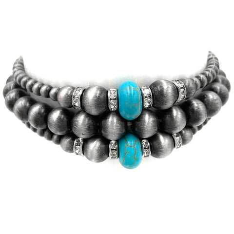 Three Layer Navajo Beads Stretch Bracelet