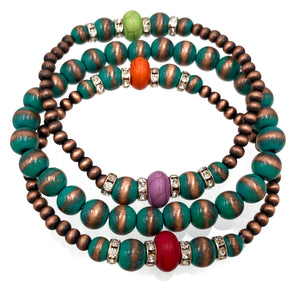 Three Layer Navajo Beads Stretch Bracelet