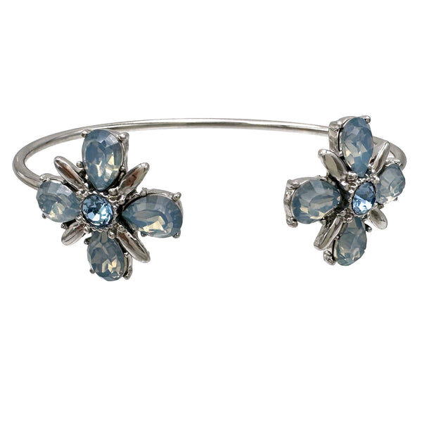 Open Bangle Crystal Flower Bracelet