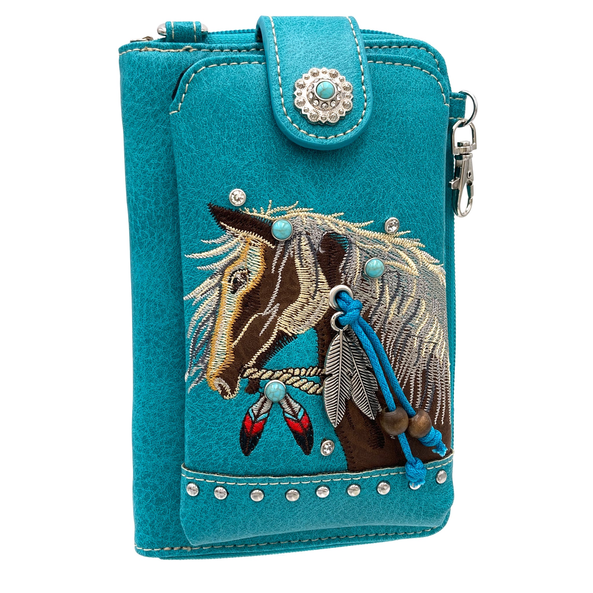 Embroidered Horse Crossbody Western Phone Wallet