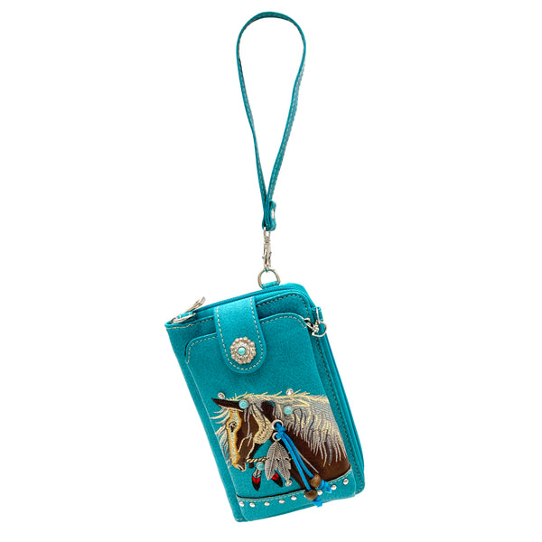 Embroidered Horse Crossbody Western Phone Wallet