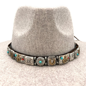 Western Cowboy Rider Horseshoe Concho Hat Band