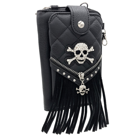 Skull Fringe Women's Crossbody Phone Wallet