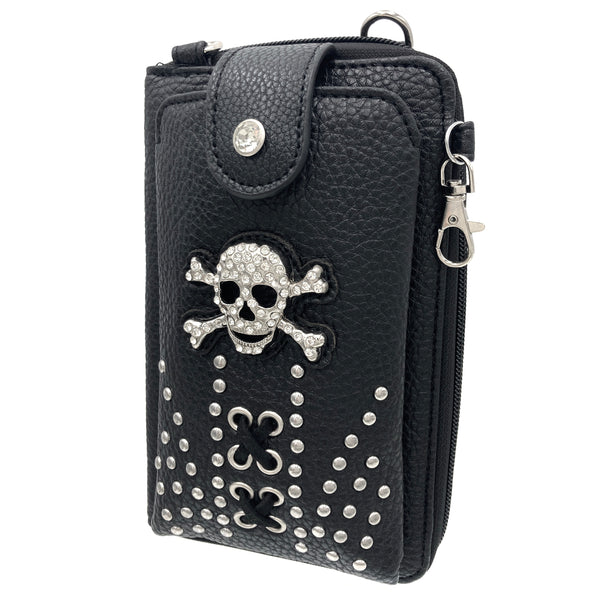 Skull Women's Crossbody Leather Phone Wallet