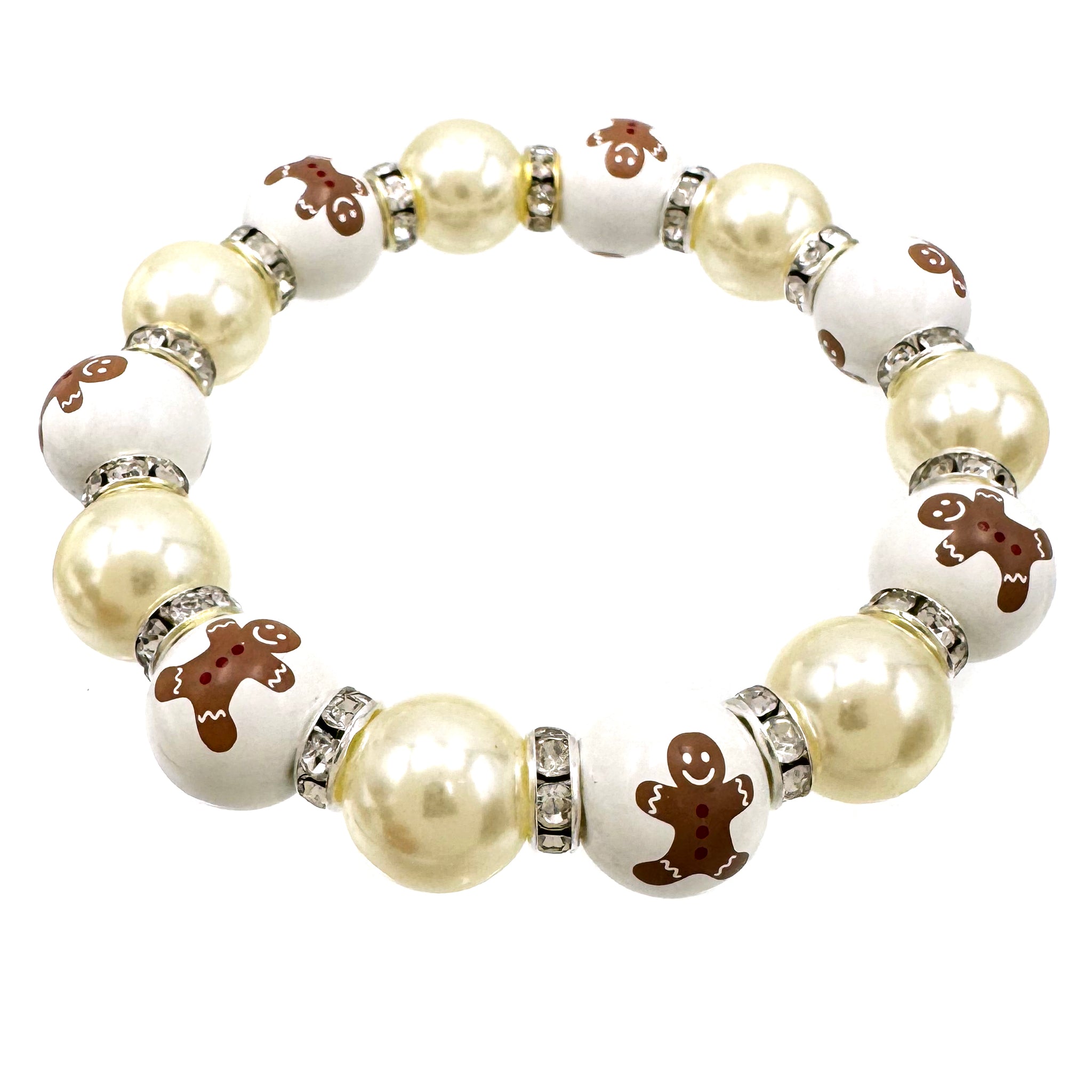 Gingerbread Man Pearl Stretch Bracelet