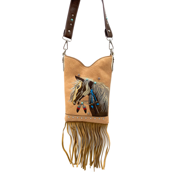 Women's Embroidered Horse Crossbody Western Messenger Pouch