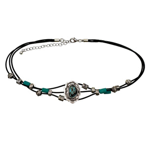 Turquoise Stone Cord Choker