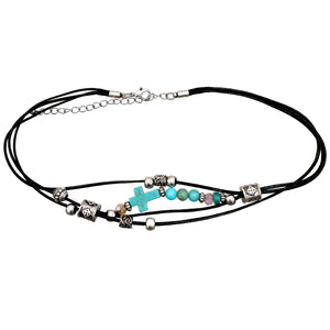 Turquoise Cross Cord Choker