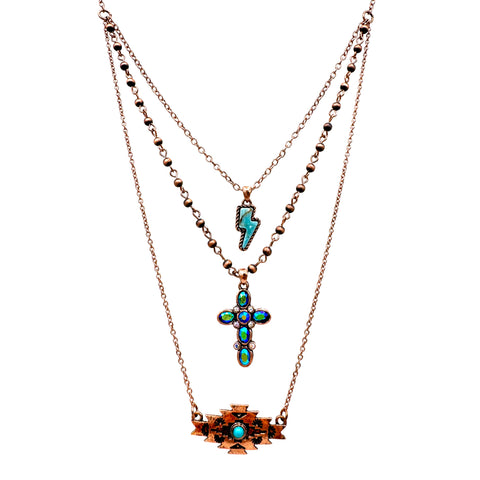 Ganado Cross Lightning Three Piece Necklace