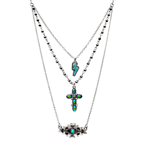 Ganado Cross Lightning Three Piece Necklace