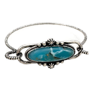 Turquoise Stone Rope Bangle Bracelet