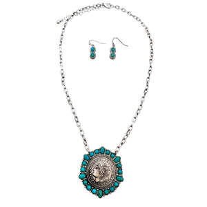 Roman Coin with Turquoise Necklace