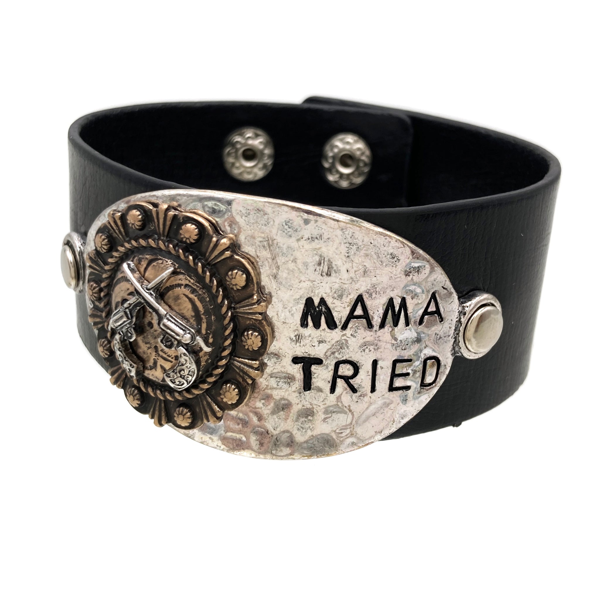 Mama Tried Pistol Leather Bracelet