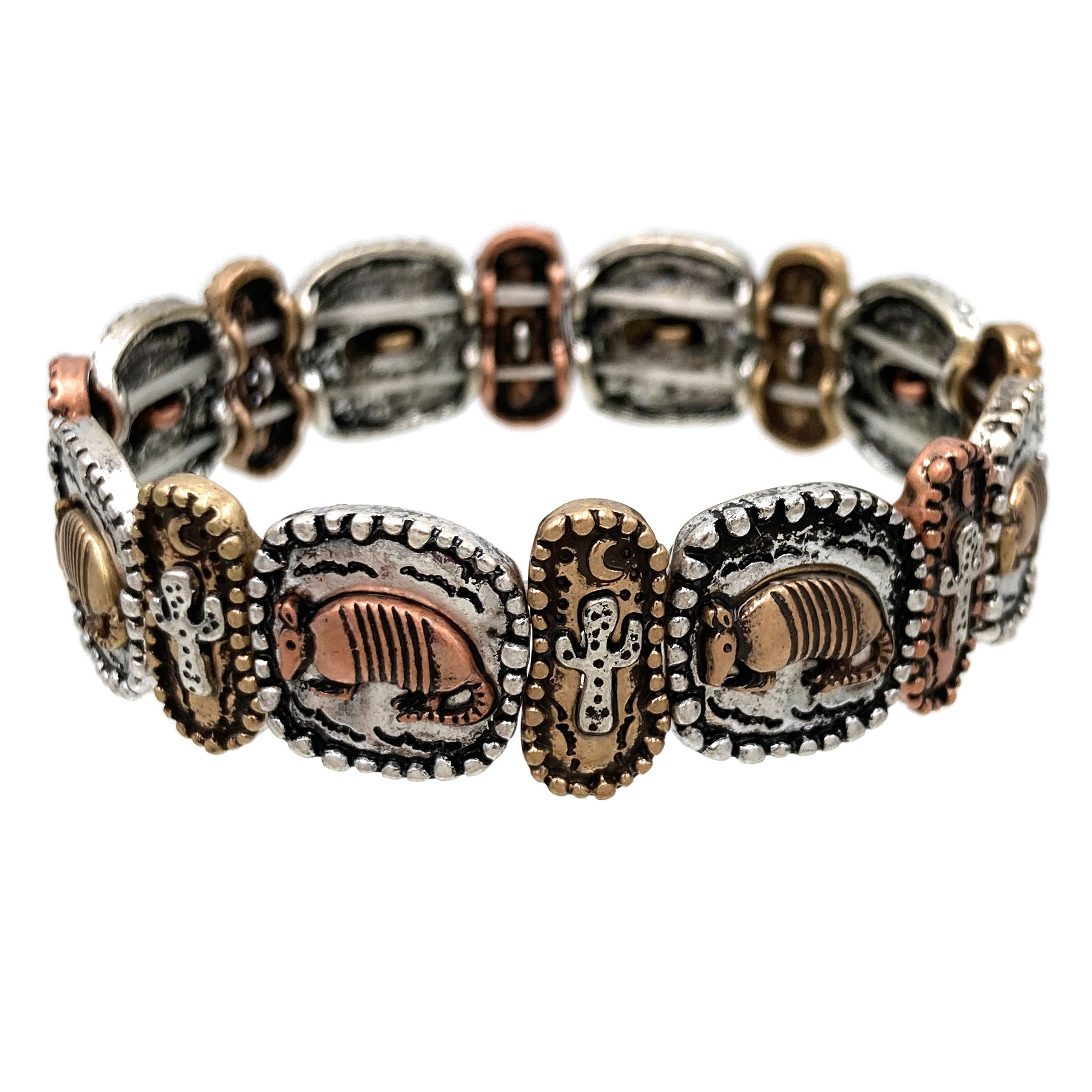 Armadillo Cactus Moon Charm Stretch Bracelet