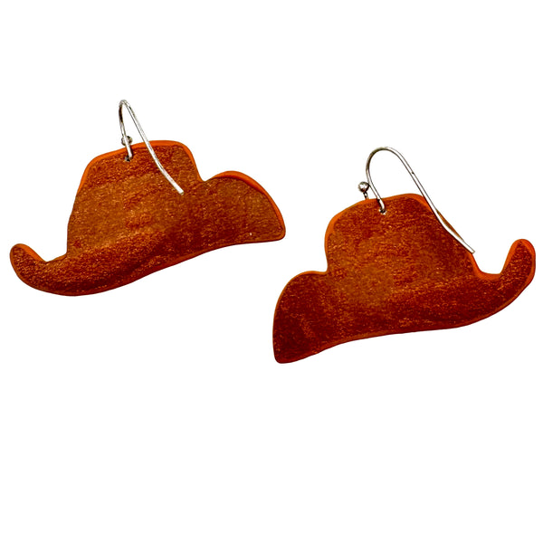 Tooled Leather Western Cowboy Hat Earrings