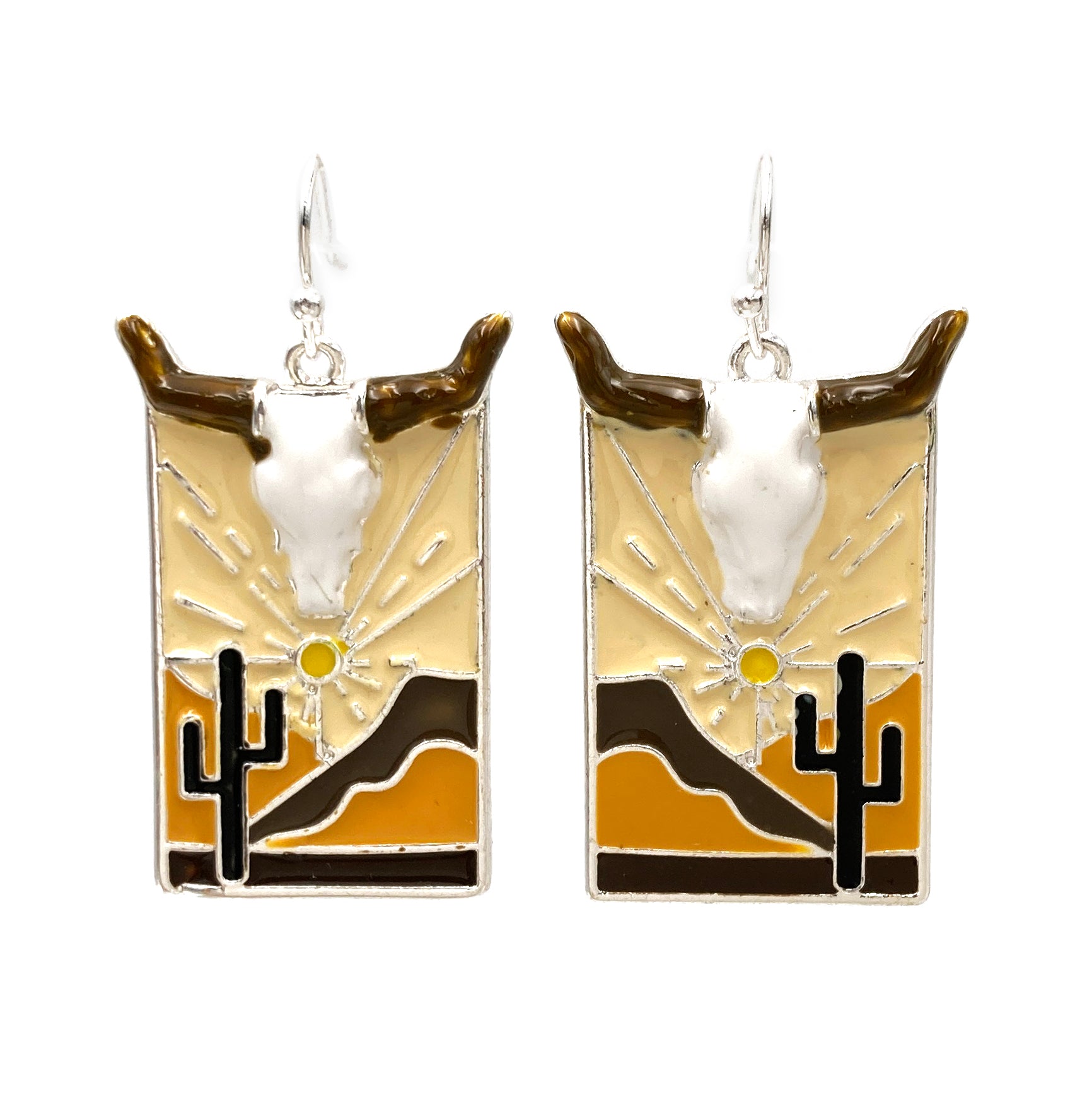 Longhorn Desert Art Western Earrings