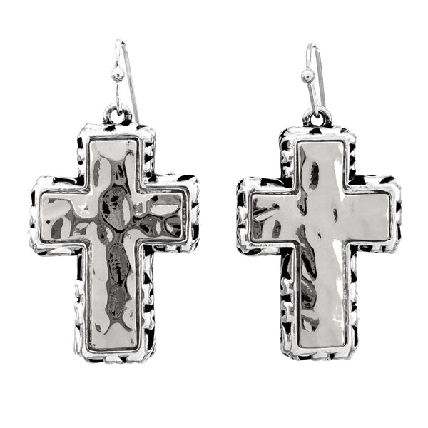 Chrome Cross Earrings