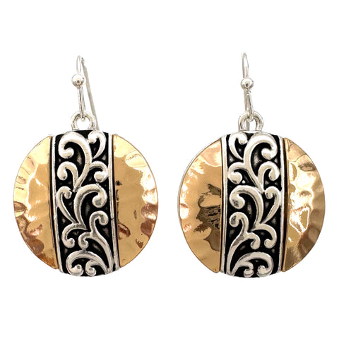 Swirly Georgian Fashion Pattern Circle Earrings