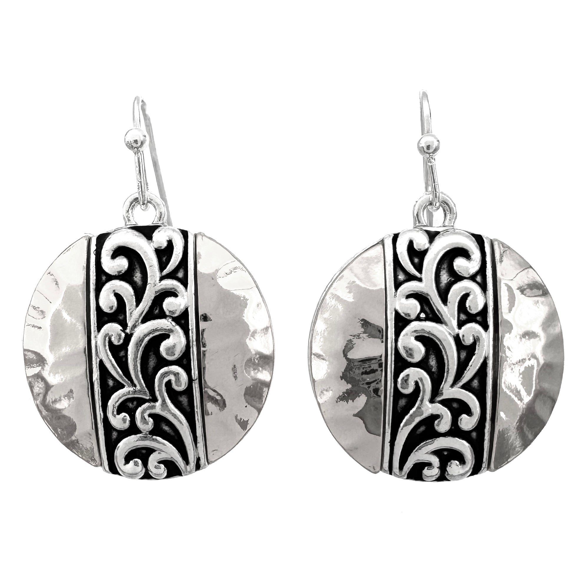 Swirly Georgian Fashion Pattern Circle Earrings