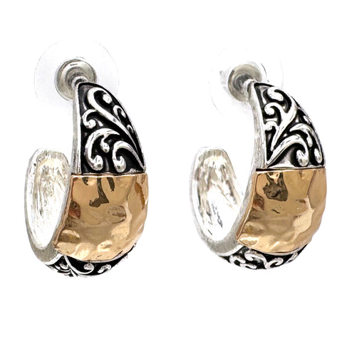 Swirly Georgian Fashion Pattern C Hoop Earrings