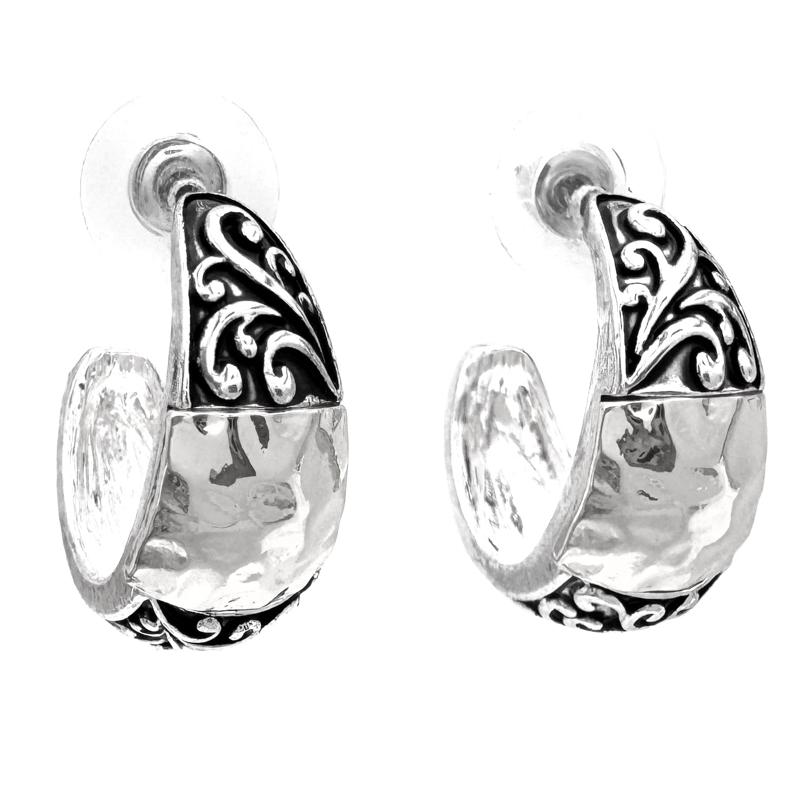 Swirly Georgian Fashion Pattern C Hoop Earrings