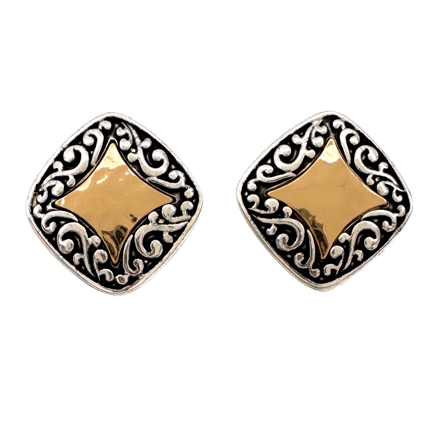 Swirly Georgian Fashion Pattern Square Earrings