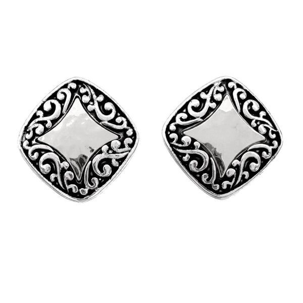 Swirly Georgian Fashion Pattern Square Earrings