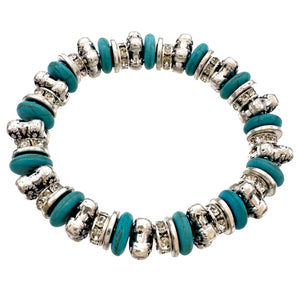 Silver and Turquoise Stretch Bracelet