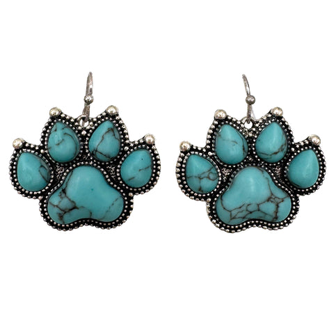 Turquoise Stone Paw Earrings