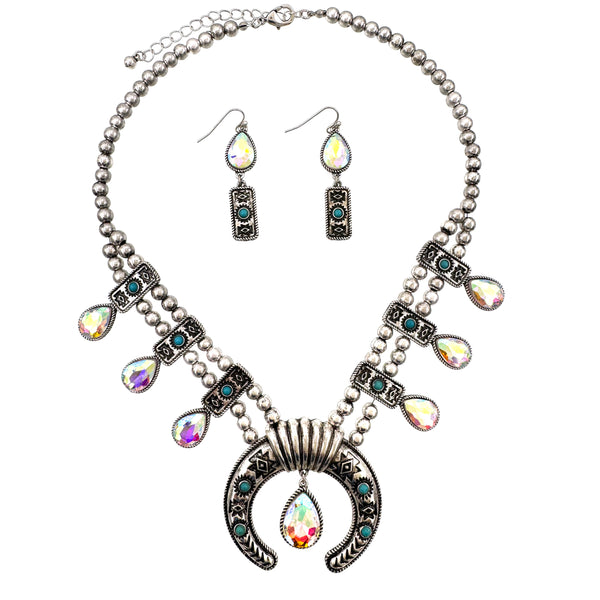 La Sal Navajo Squash Blossom Necklace Earrings Set