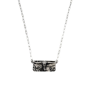 Longhorn Cactus Western Bar Necklace