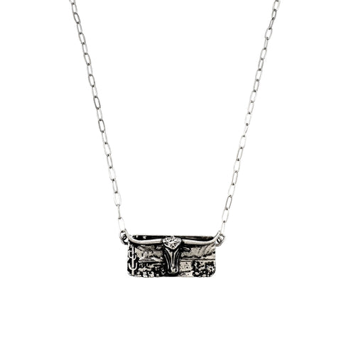 Longhorn Cactus Western Bar Necklace