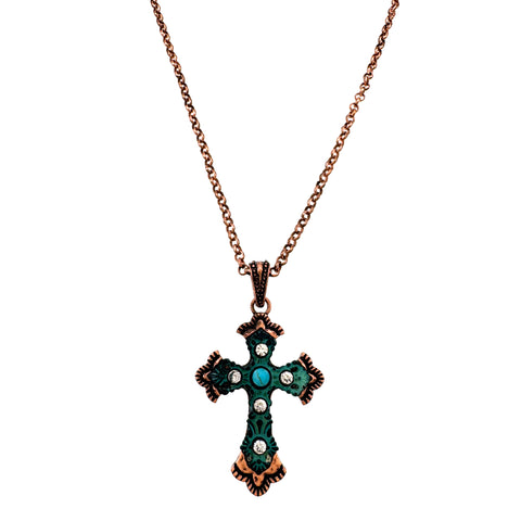 Roman Cross Turquoise Pendant Necklace