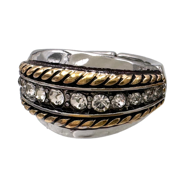 Fashion Rhinestone Metal Stretch Ring