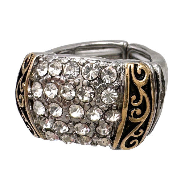 Fashion Rhinestone Metal Stretch Ring