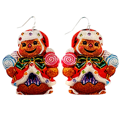 Christmas Gingerbread Man Stocking Earrings