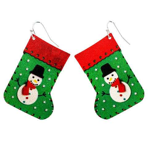 Christmas Green Stocking Earrings