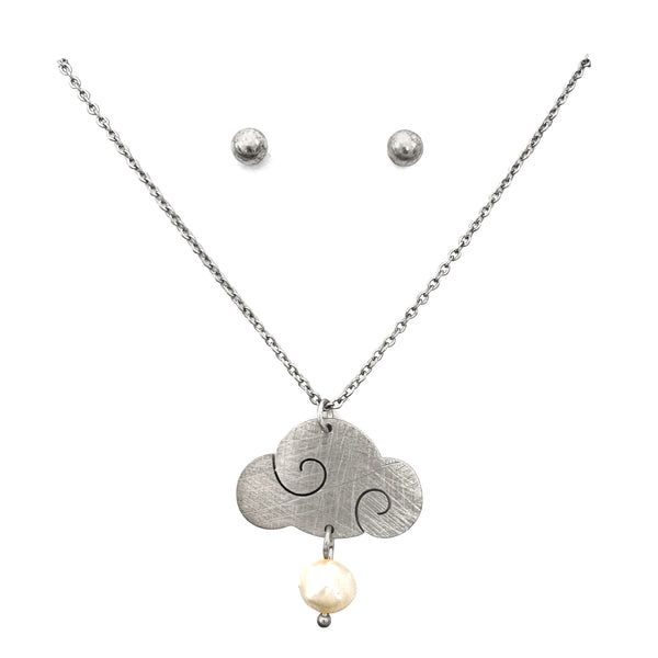 Cloud Pearl Brass Metal Necklace