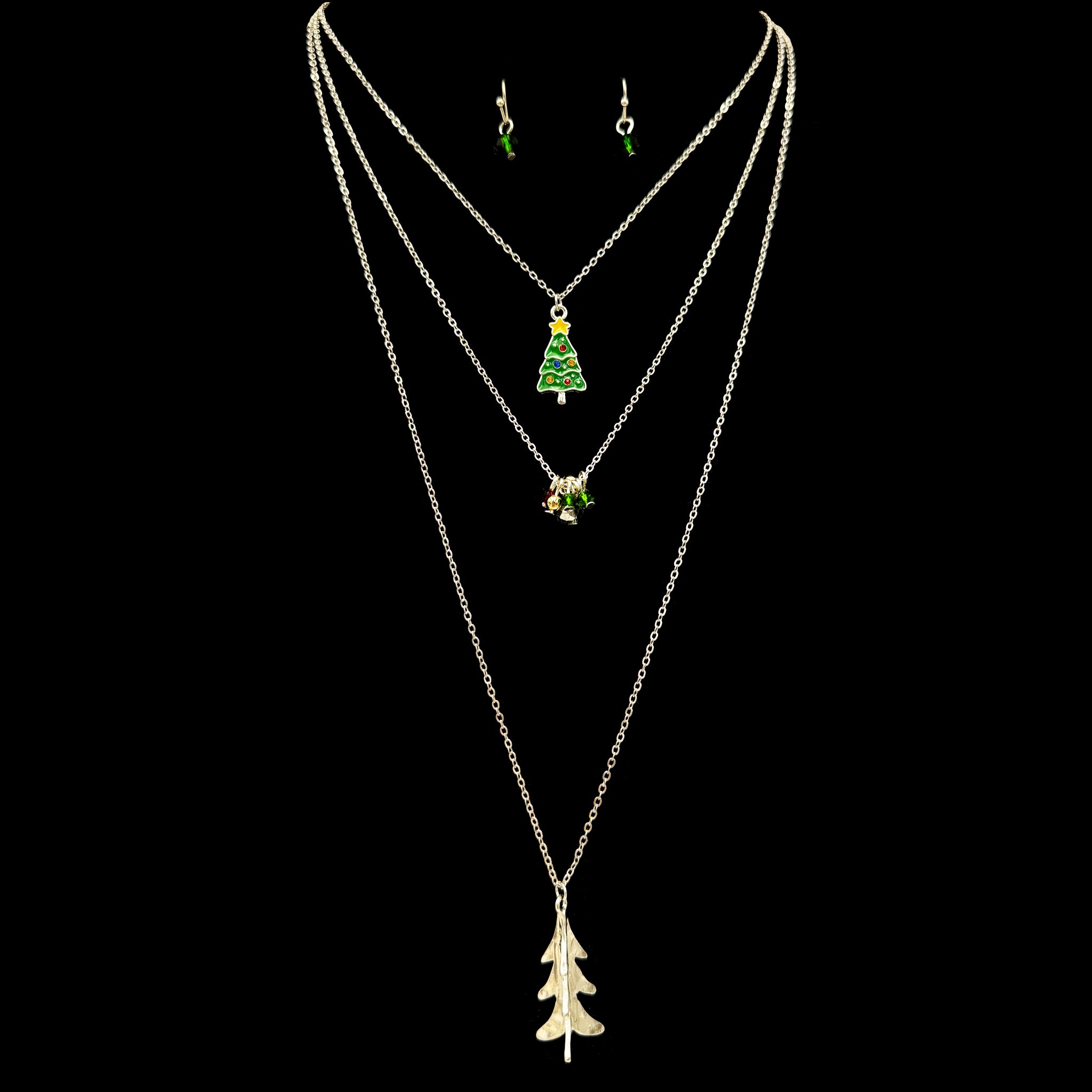 Christmas Tree Three Strand Necklace