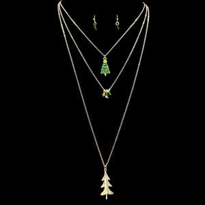 Christmas Tree Three Strand Necklace