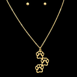 Three Paws Brass Metal Necklace